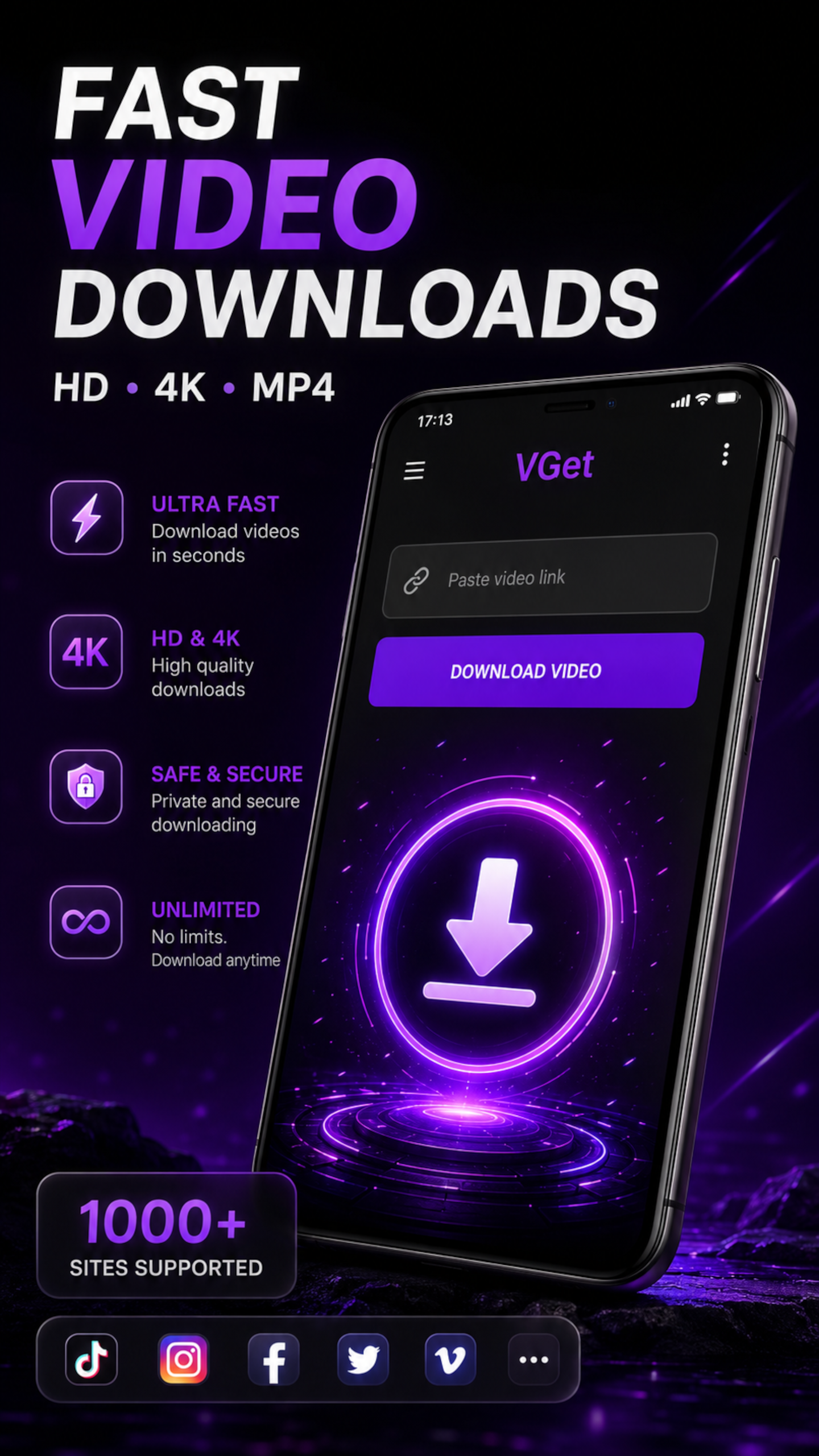 VGet main screen